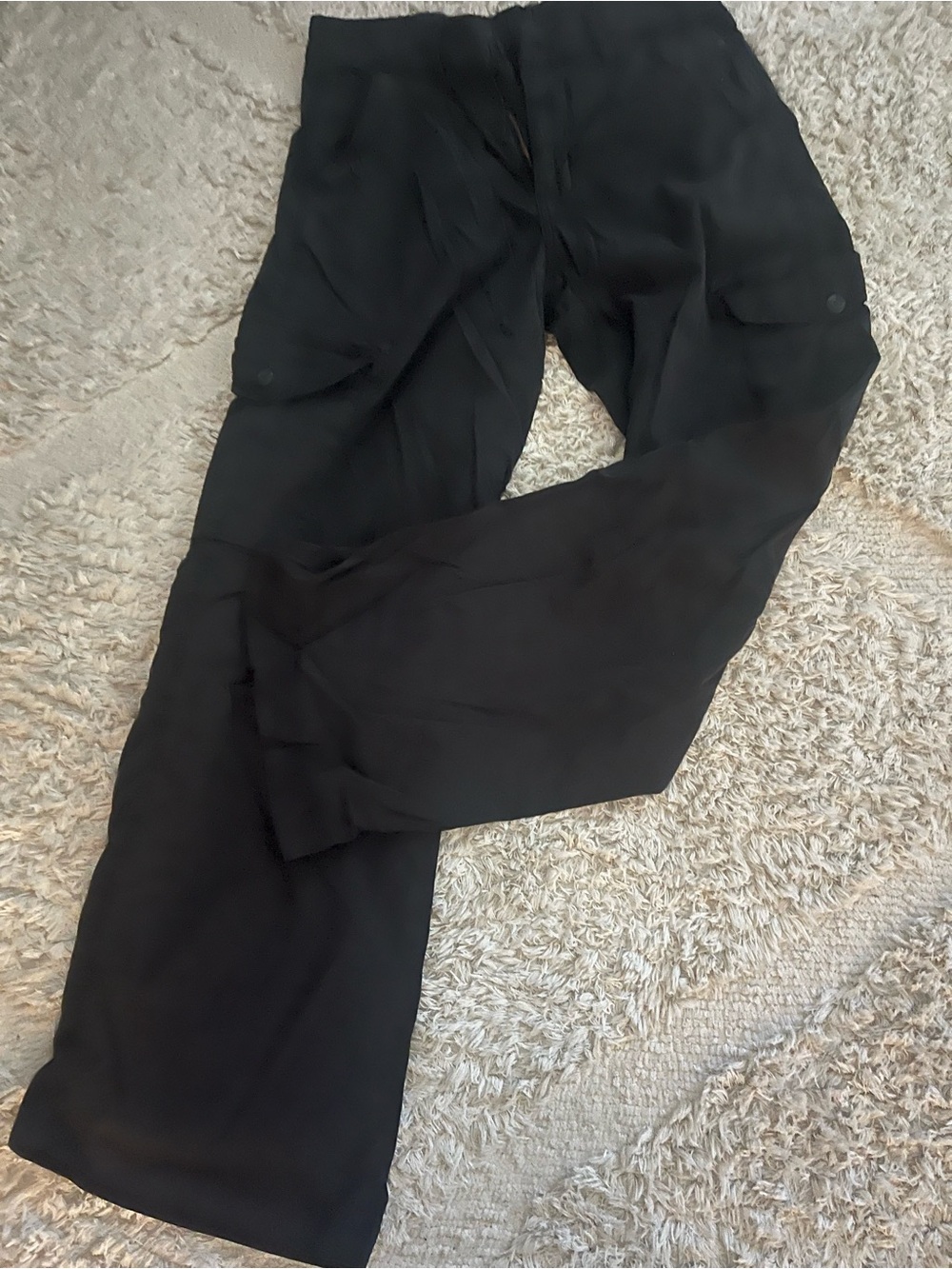 American Eagle Outfitters Black Wide-Leg stretch cargo